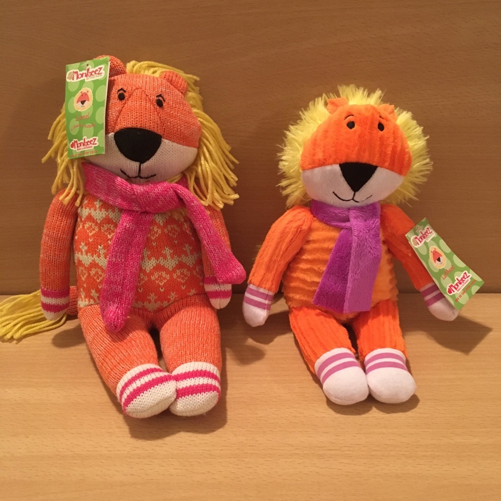 2 NWT Lion Dolls Lionel & LaMont Plush Monkeez toy